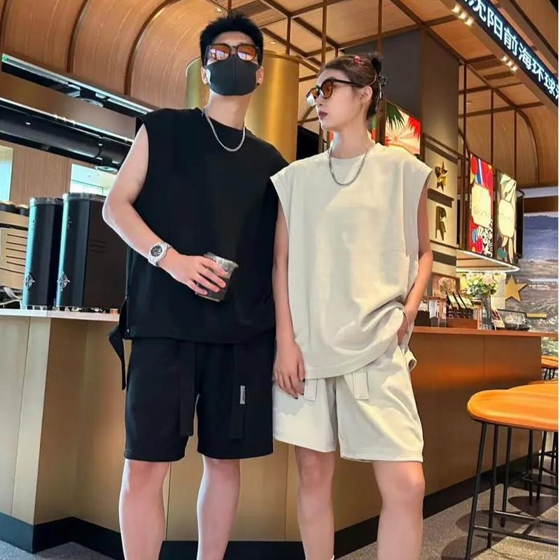 Bộ TankTop Ba lỗ Cao cấp Nam Nữ Thoáng Mát Thông Hơi cotton tổ ong Áo Menswear Quần Cổ Tròn