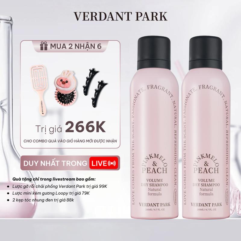 Combo xịt khô phồng tóc VERDANT PARK dầu gội khô kiềm dầu lâu bết mùi Pinkmelo Peach Bluebell Cedar Jadeitea Amber COMBO34 VDPK03 VDPK04 Nữ Women