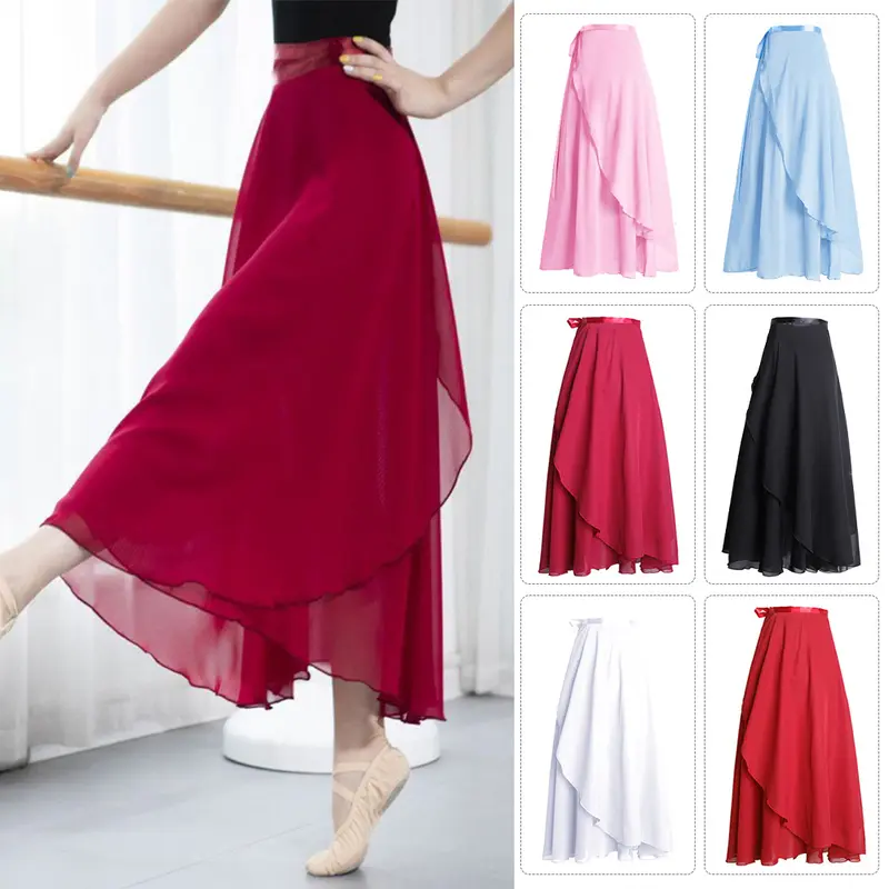 Tie Up Ballet Skirt Long Chiffon Dance Skirt Fairy Chiffon Long Ballet Tutu Dress  Dance Costumes Dress #452602