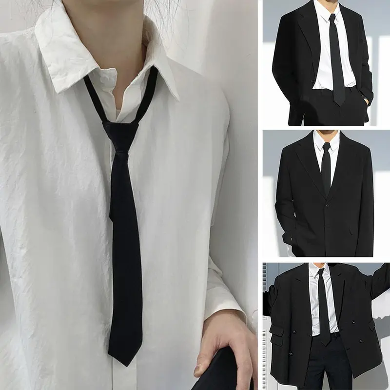 Cà Vạt Có Khóa Kéo, JK / DK, Phong Cách Đồng Nhất, Unisex, Thích Hợp Cho Học Sinh, Loại Cà Vạt, Cà Vạt Nơ Xu Hướng Cà Vạt Đen, Đồ Trang Trí Áo Sơ Mi 0