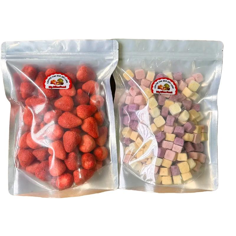 COMBO Dâu sấy khô 200gr+SC trái cây sấy khô 200gr Snack Vị Chua