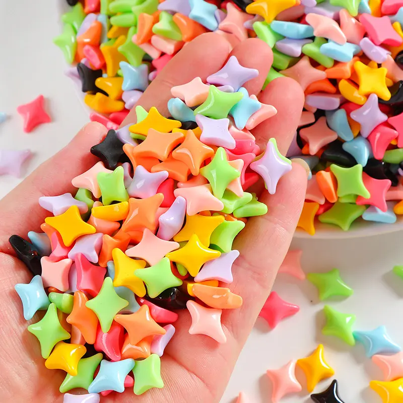DIY handmade Bright sided four corner star handmade DIY cream glue resin hair clip mixed accessories phone case patch pendant