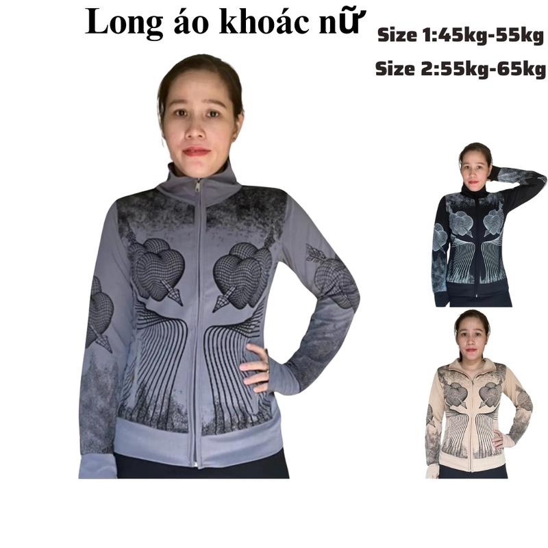 Áo khoác cổ nữ mặc choàng chống nắng 4 túi với khóa kéo vải tăm gân đẹp Top thời Trang Phục Sport Fish Jacket Women Voi Kem Nhung 8