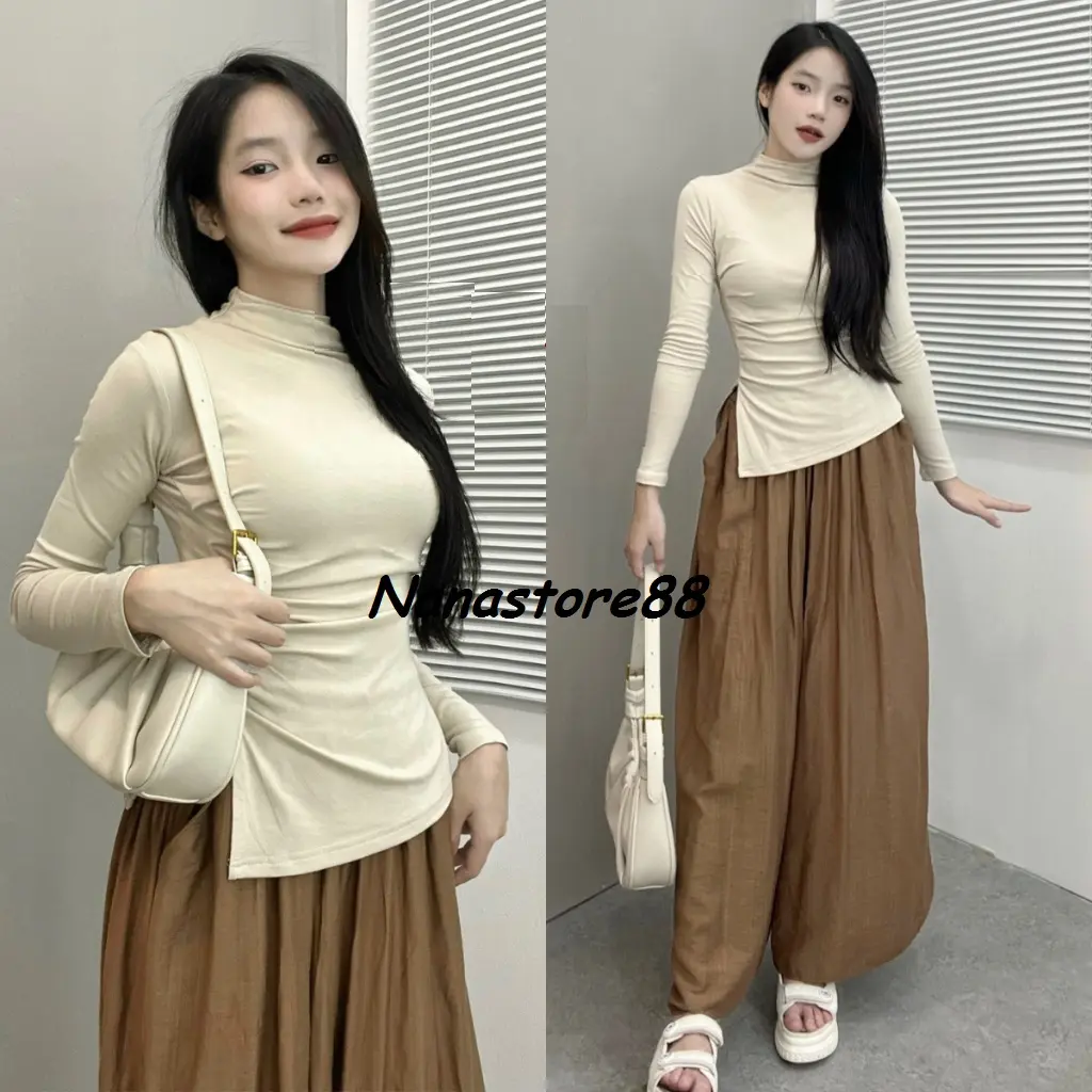 Áo thun nữ dài tay cổ 3 phân nhún sườn xẻ tà, áo thun nữ dài tay Bigsize 222T Cổ Tròn | BigBuy360 - bigbuy360.vn Áo thun nữ dài tay cổ 3 phân nhún sườn xẻ tà, áo thun nữ dài tay Bigsize 222T Cổ Tròn | BigBuy360 - bigbuy360.vn