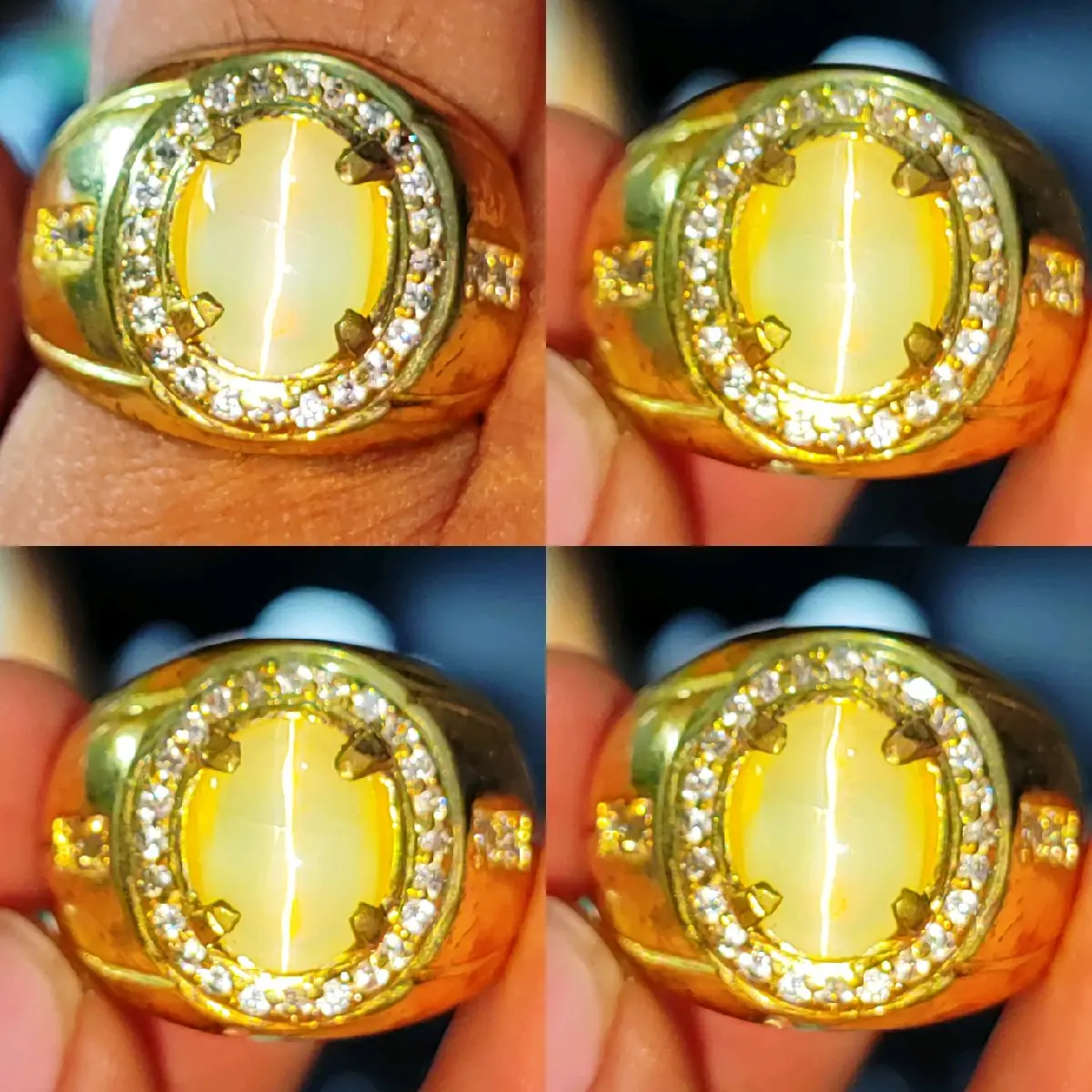 Batu Permata Natural Opal Cat Eye Sr1l4nka Garis Lurus Kristal
