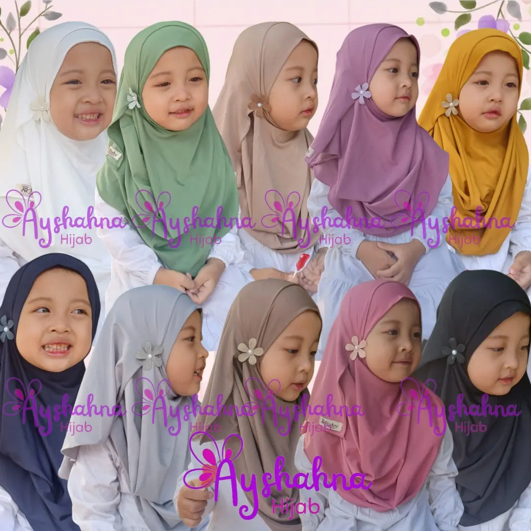Pasmina Pastan Jersey PREMIUM Instan Anak  1-10 Tahun Cantik Bunga Muslim Jilbab Kerudung