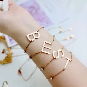 gelang tangan huruf serut A sampai Z Bracelets Jewellery titanium