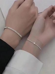 Pulsera de pareja con diseño simple de corazón, Joyería de moda para fiestas, Decoración de ropa diaria, Joyería comodín y exquisita para regalo de cumpleaños