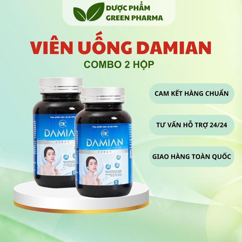 [COMBO 2 HỘP] Viên uống Damian - Hỗ trợ trắng da, mờ nám (Hộp 30 viên)