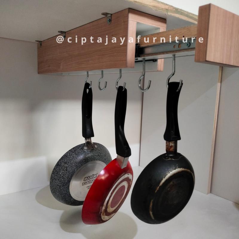 Gantungan Tas Besi Rak Kolong Panci Wajan Printilan Dapur Tarik Dorong Panjang Kitchen Set Lemari Dapur Minimalis Estetik Rak Panci Tempel Tembok Dinding Bawah Wastafel Hook Cantelan Baju Sapu Hanger Aksesoris Unik Serbaguna Multifungsi Kuat Kokoh 3