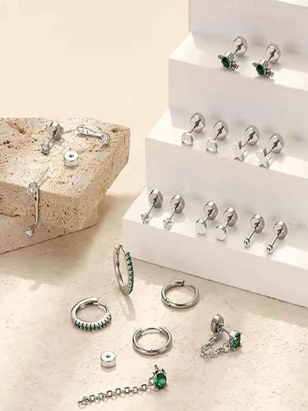 Elegant Mixed Rhinestone Decor Earrings Set, 2024 New Style Fashionable Earrings for Women & Girls, Trendy All-match & Exquisite Jewelry for Birthday Gift 2