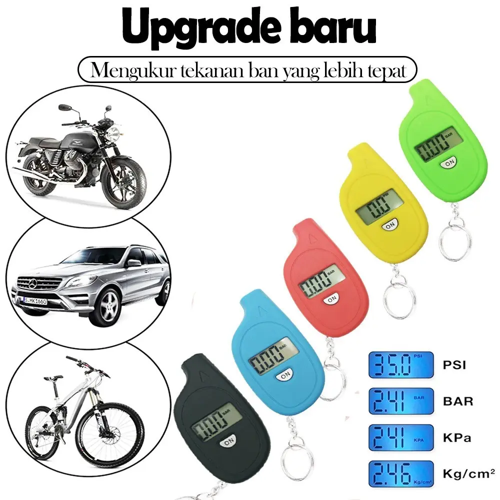Pengukur Tekanan Ban Mini Digital Akurasi Tinggi LCD Digital Multifungsi