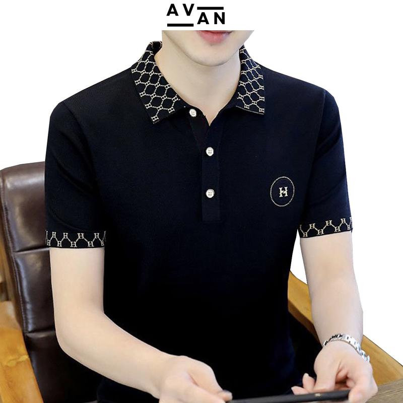 Áo thun polo nam có cổ mẫu đẹp 2024 dáng suông thêu H  Menswear cotton poly - Viet nam
