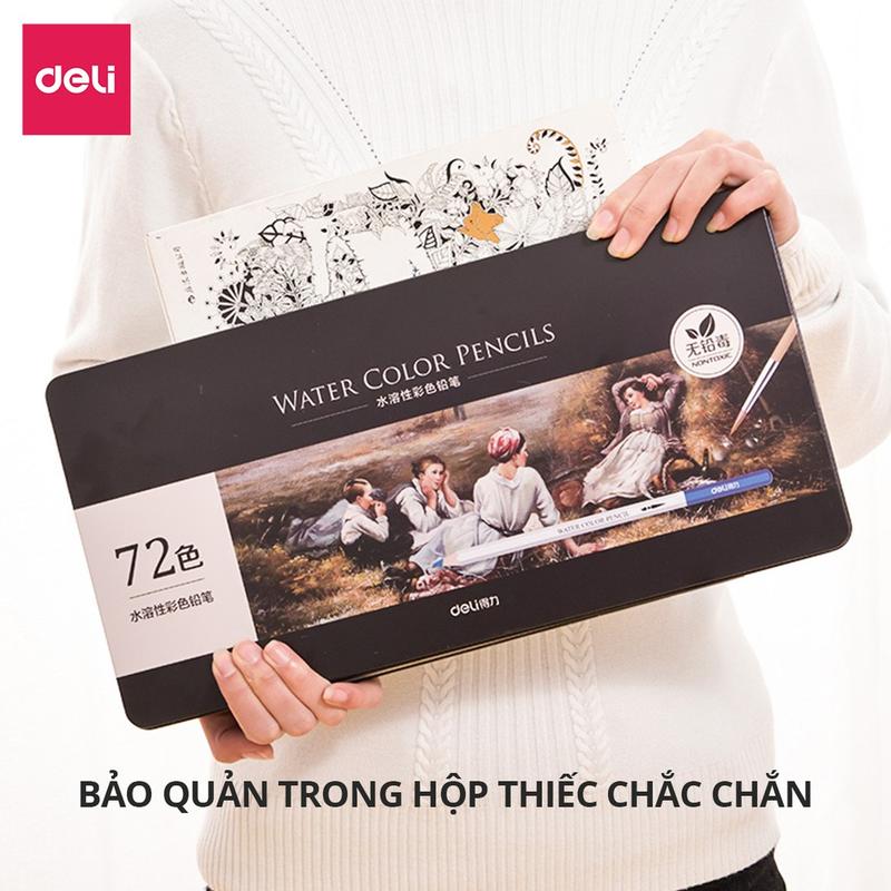Product Introduction of Bút Chì Màu Deli Gốc Nước Chuyên Nghiệp Finenolo Kèm Cọ Vẽ, Hộp giấy, nâng cấp - 36/48/72 Màu Thiết Kế Tô Vẽ Tranh Phác Thảo Học Sinh chìmàu combo  vẽ 49