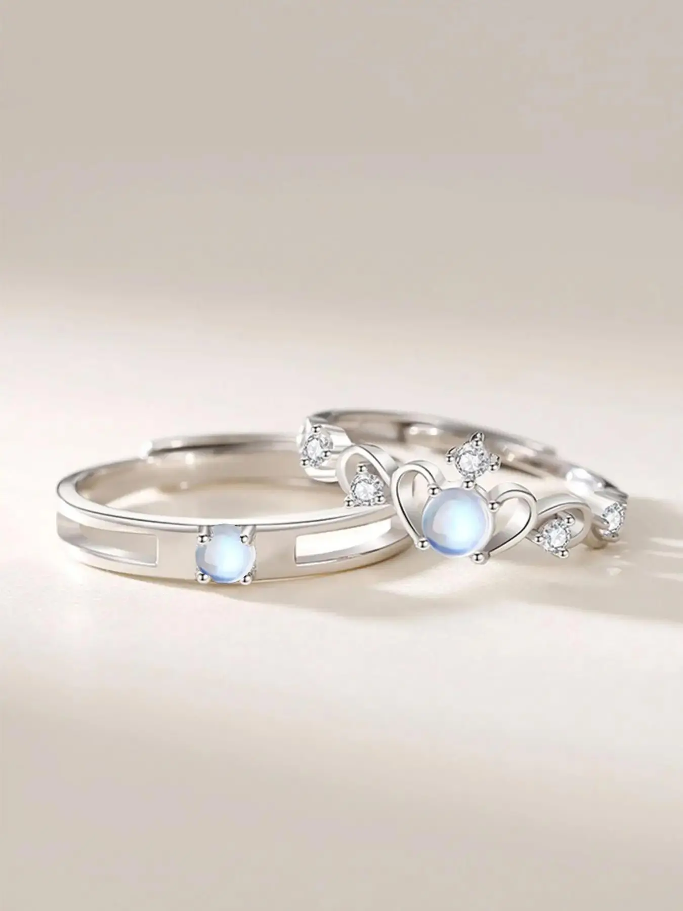 2pcs/set Exquisite Fashion Artificial Zircon Decorated Couple Rings, Geometric Hollow out Design Ring, Trendy Versatile Party Accessories for Women and Men, Couple Gifts, Holiday Gifts, Valentine's Day, Gift