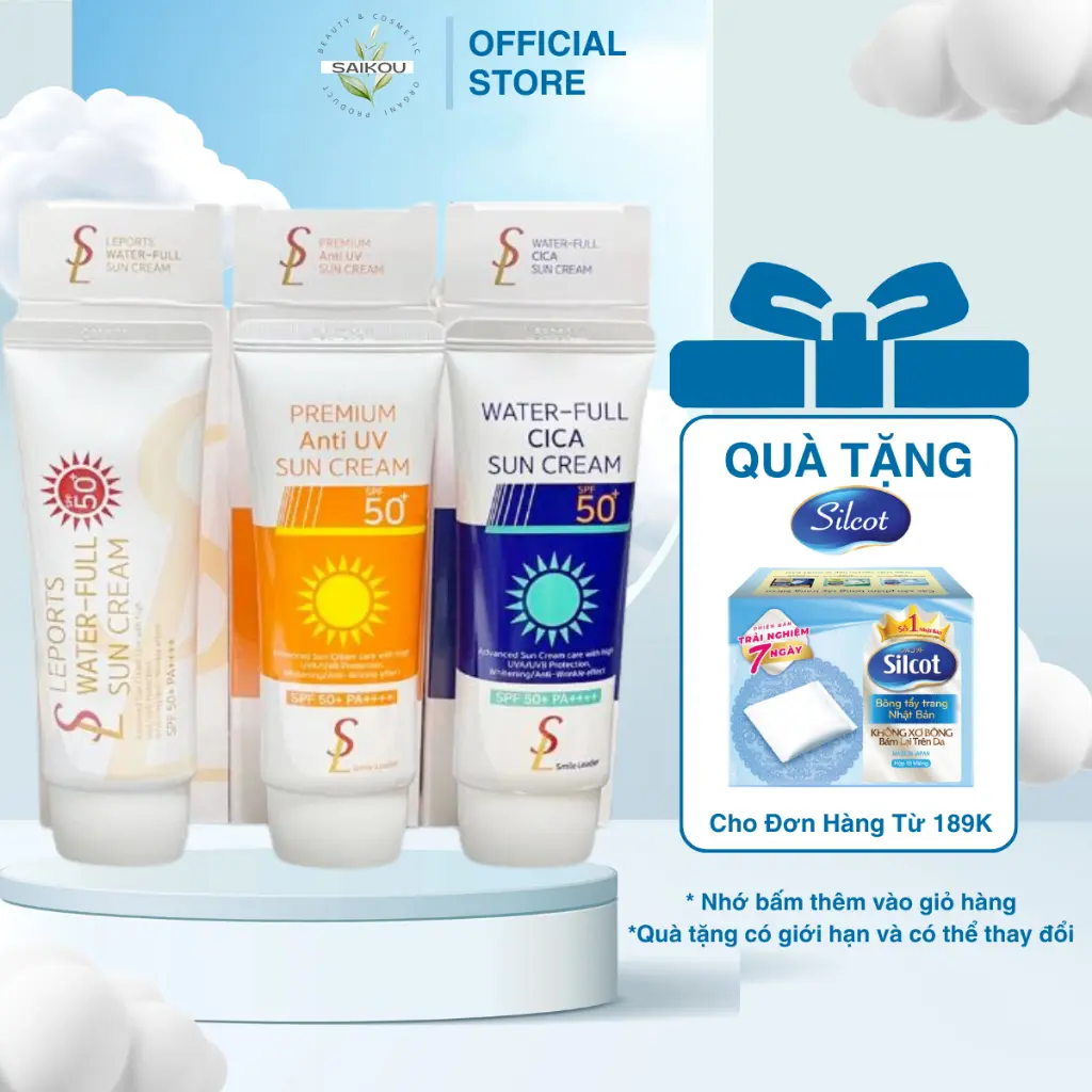 Kem Chống Nắng Smile Leader Sun Cream 60ml Hàn Quốc, Kem Chống Nắng Nâng Tone Smile Leader Cho Mọi Loại Da Saikou