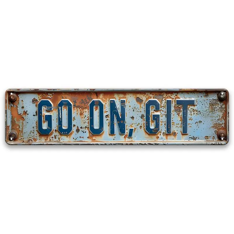 Go on Git Letter Pattern Tin Sign, 1 Count Rustic Vintage Inspired Tin Sign Plaque, Wall Art Decor for Home, Farmhouse, Porch
