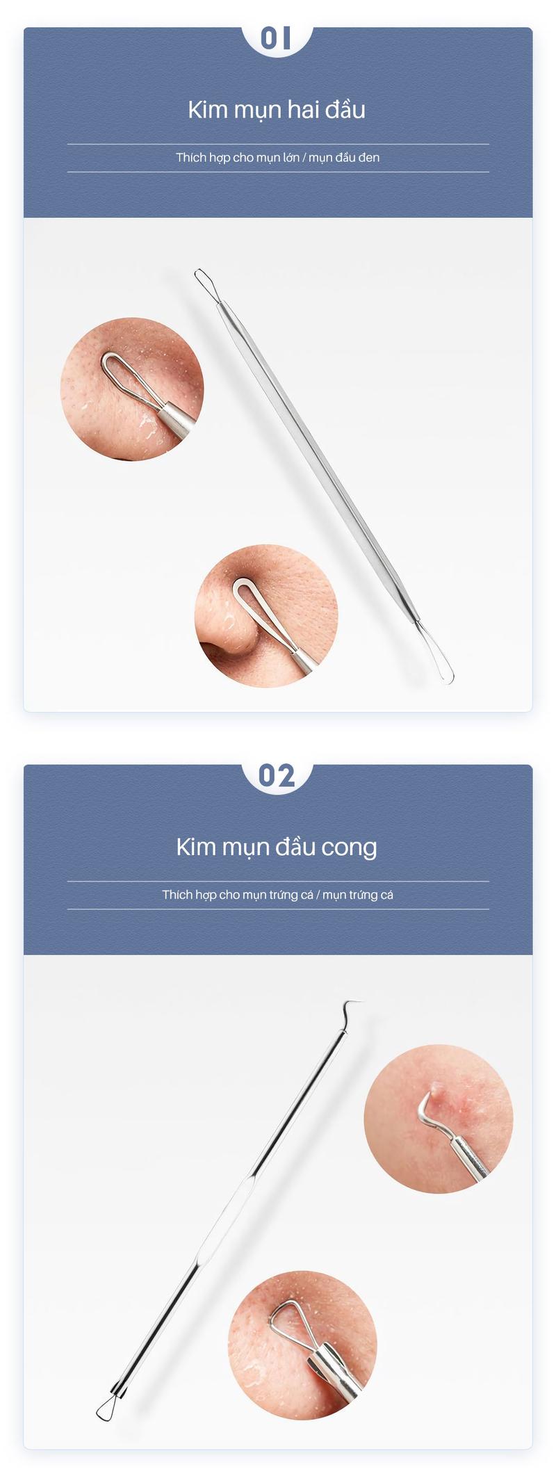 Product Introduction of Bộ Kẹp Thép Không Gỉ, 5 Chiếc, Màu Đen Và Đen, Tiện Lợi, Để Loại Bỏ Mụn Đầu Đen Và Mụn Trứng Cá, Allin 7