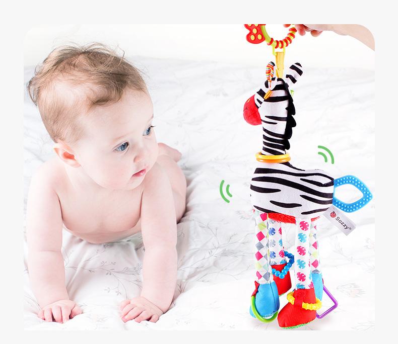 Product Introduction of Soft Giraffe Zebra Animal Handbells Rattles Plush Infant Baby Development Handle Toys WIth Teether Baby Toy For Newborn Gifts 12