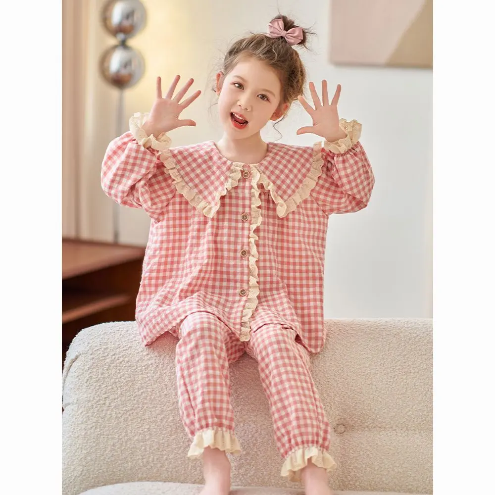 Bộ Đồ Ngủ Trẻ Em, Quần Dài Tay Mùa Xuân Và Mùa Thu Cho Bé Gái, Quần Dài, Cho Trẻ Em Trung Bình Và Lớn, Phong Cách Công Chúa, Bộ Đồ Mặc Nhà Phổ Biến, Hàng Mới Về