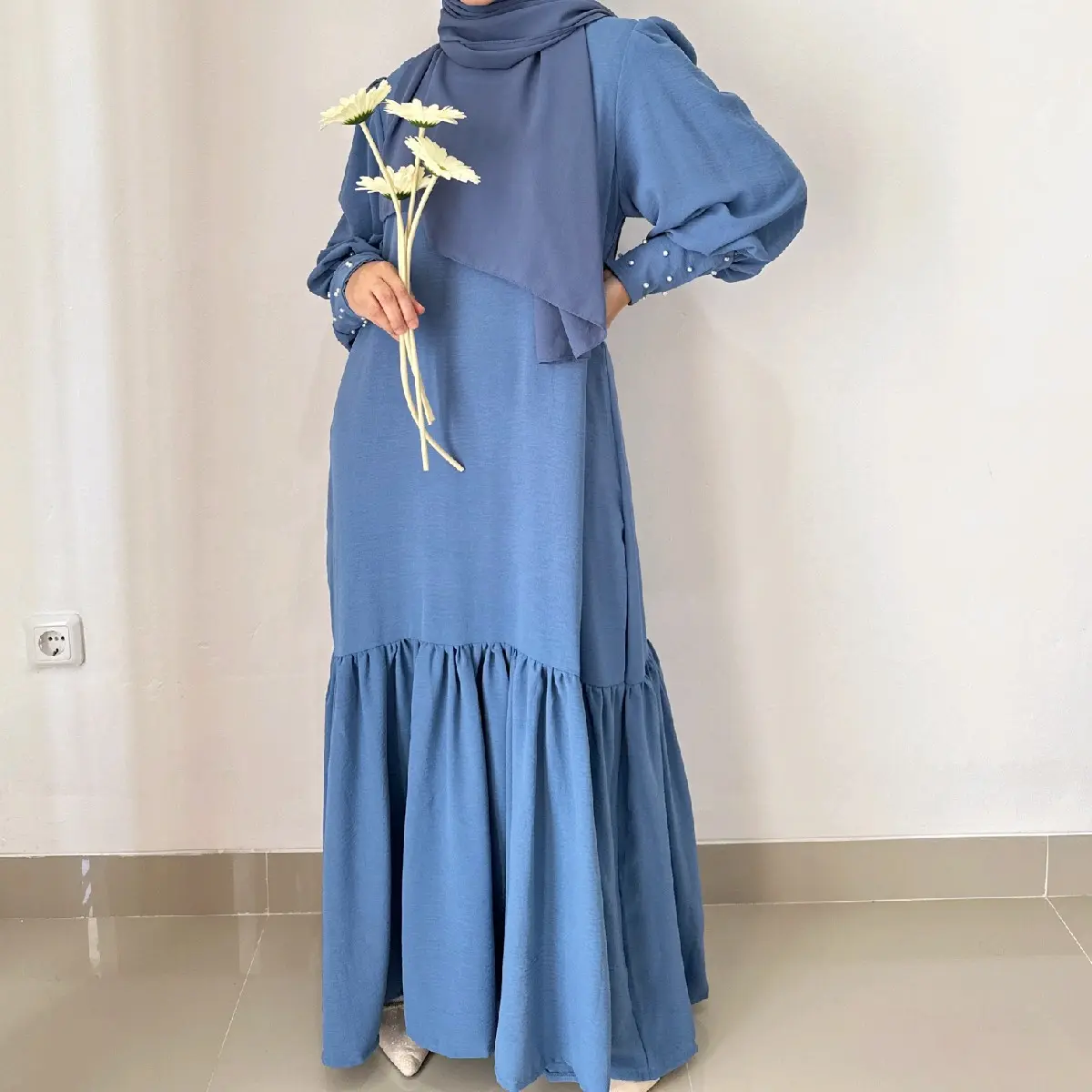 Zaira Dress Muslim Fashion Gamis Kekinian Baju Gamis Jatuh Bahan Crinkle Polos Hitam Mewah Wanita Airflow Lebaran Maxi