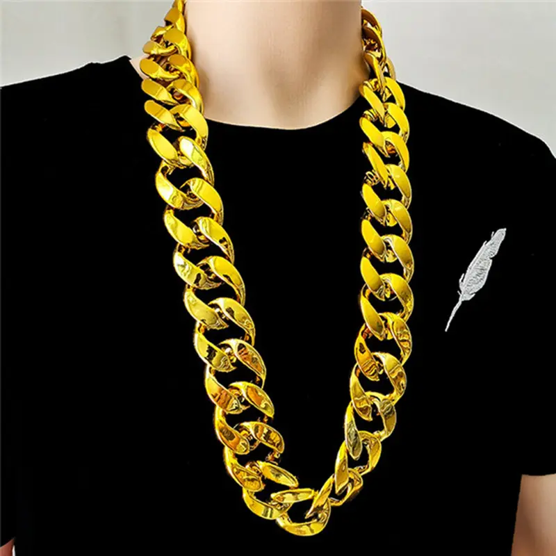 Vòng Cổ Vàng, Phong Cách Hip Hop Châu Âu, Dây Chuyền Vàng Lớn Phóng Đại CCB, Chất Liệu Nhựa, Mô Phỏng Vàng, Cá Nhân Hóa, Thích Hợp Cho Biểu Diễn, Lễ Hội, Đạo Cụ Biểu Diễn Nữ Chain Women Trang Sức Voi Jewelry