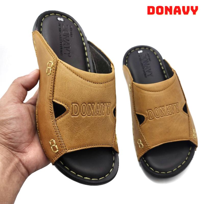  Dép nam quai ngang da cao cấp donavy kiểu sabo cao cấp đế cao su đi êm chân d.s08 
