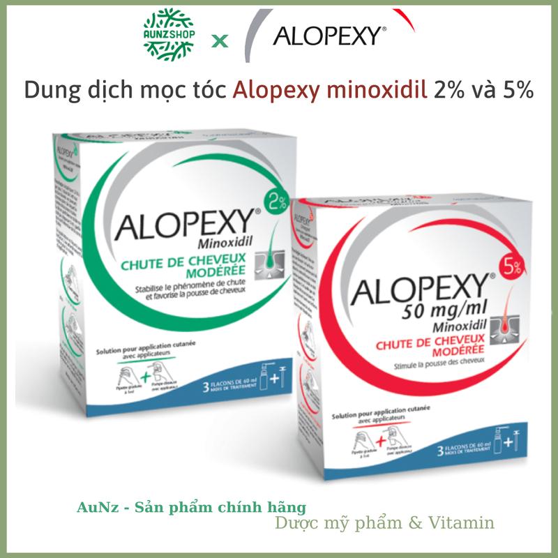 Dung dịch mọc tóc Alopexy minoxidil 2% và 5% giảm rụng tóc và kích mọc tóc dành cho nữ và nam 60ml của Pháp