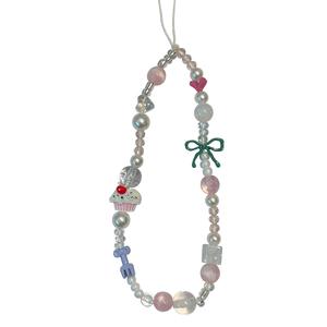 【Viral Malaysia】Rantai Telefon Bentuk Kek Hati - Aksesori Elegar & Fungsi! Loket Kamera CCD +  Charm Kek Comel Tali Anti-Hilang +  Penutup Fon mofusand  keychain beaded  keychain