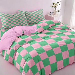 Checkerboard Pattern Bedding Set, 3 Counts/set Including 1 Duvet Cover & 2 Pillowcase without Filler, Soft Comfortable Bedding Set for Home Bedroom