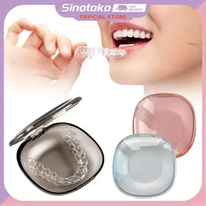 Kotak Penyimpanan Gigi Palsu TPU Transparan – Portable untuk Retainer, Invisalign, Kawat Denture & Organizer Dental Harian Travel