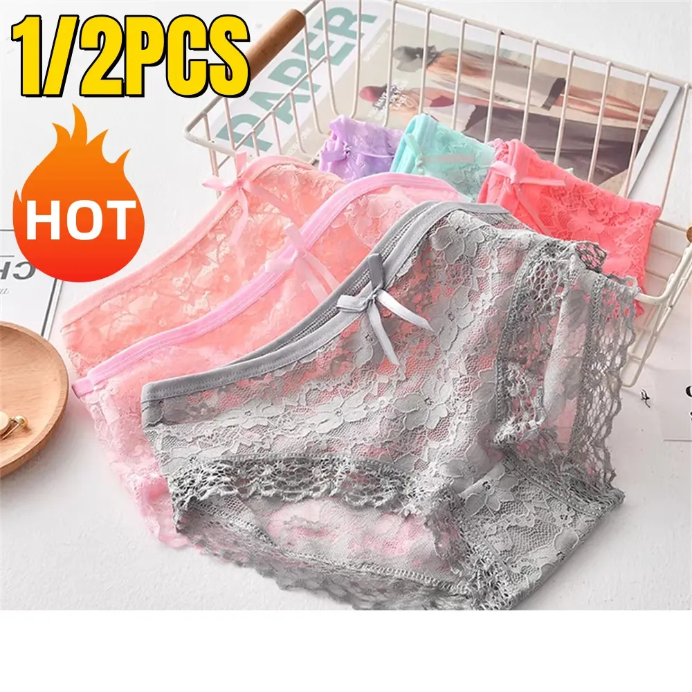 Quần Lót Ren, Cạp Thấp, Đồ Lót Cỡ L/XL, Quần Sịp Cạp Thấp, Thoải Mái Và Mềm Mại, Quần Lót Hoa Hợp Xu hướng Đồ Lót, Có Sẵn Trong 1 / 2 Chiếc