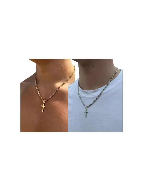 Classic Retro Design Stainless Steel Cross Pendant Necklace, Fashion Charm Necklace for Party, Daily Clothing Decor, Trendy All-match & Exquisite Vintage Jewelry for Birthday Gift, Gifts for Her 6