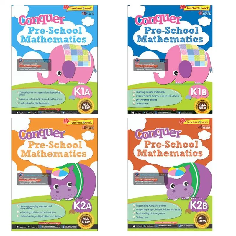 Original Product Conquer PreSchool Mathematics Series 1  4 | Topical | PreSchool Math School Assessment Books  SAP