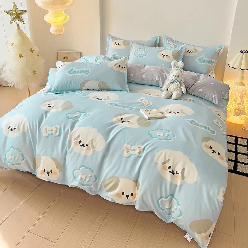 Product Introduction of EGW spring bedding set 3PCs cartoon Boys Girls bed linen Grey Lion pink bear pillowcase printed home linen for children kids 36