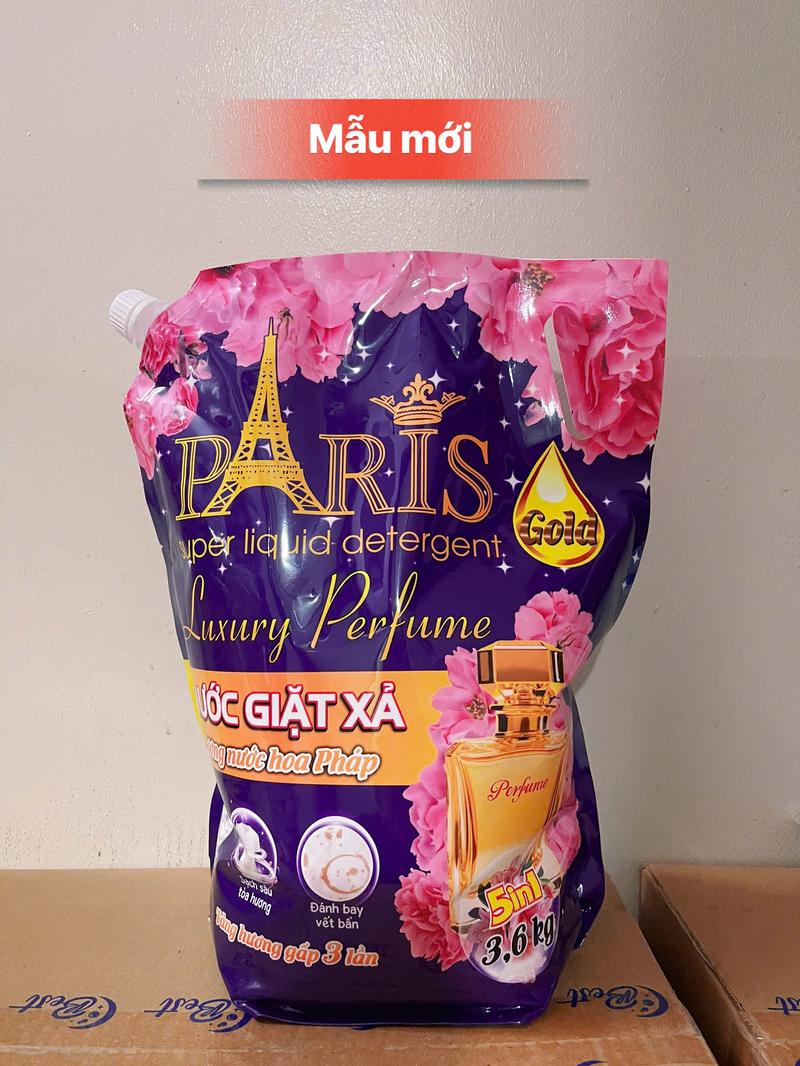 Product Introduction of sỉ combo 2 túi tổng 7,2kg nước giặt PARIS đậm đặc, giặt sạch hương nước hoa giặt  baby 2