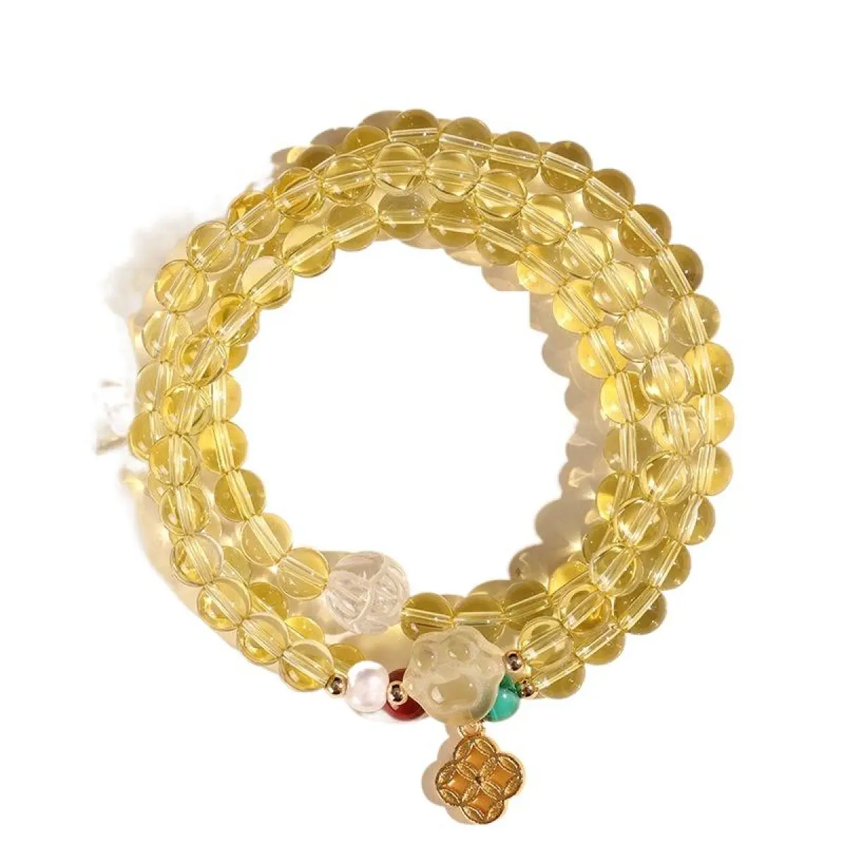 25 Years New Natural Citrine Multi-Wrap Bracelet Money Drawing Citrine Women's Bracelet Necklace Universal