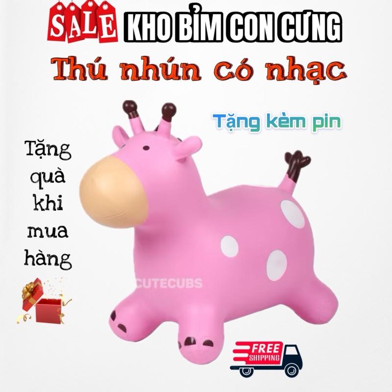 ￼Thú nhún cho bé có nhạc hình bò sữa loại 1 dày to khoẻ. Tặng kèm quà và miễn ship Đồ Chơi 8