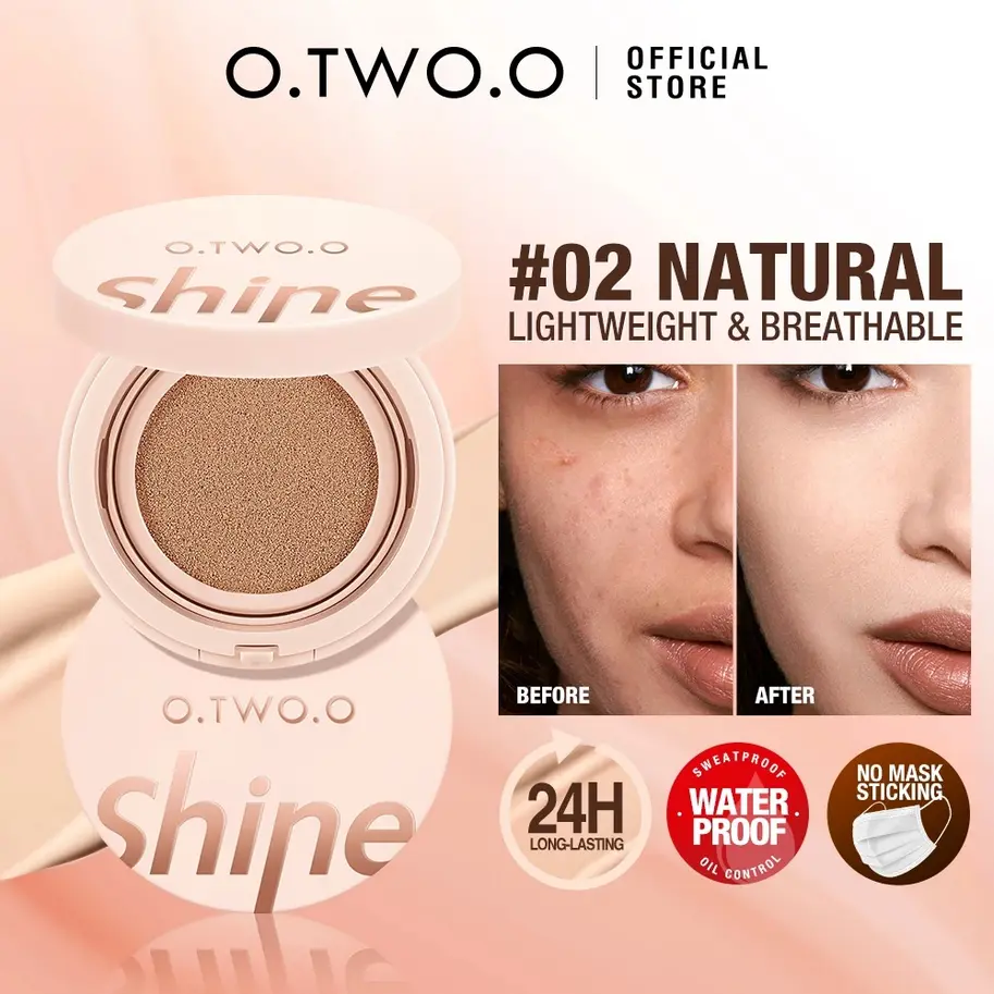 O.Two.O Air Cushion Bb Cream Natural Long-Lasting Waterproof Brighten 3 Colors Cosmetics For Women Makeup Coverage Hydrating Storage Hydrate Moisture