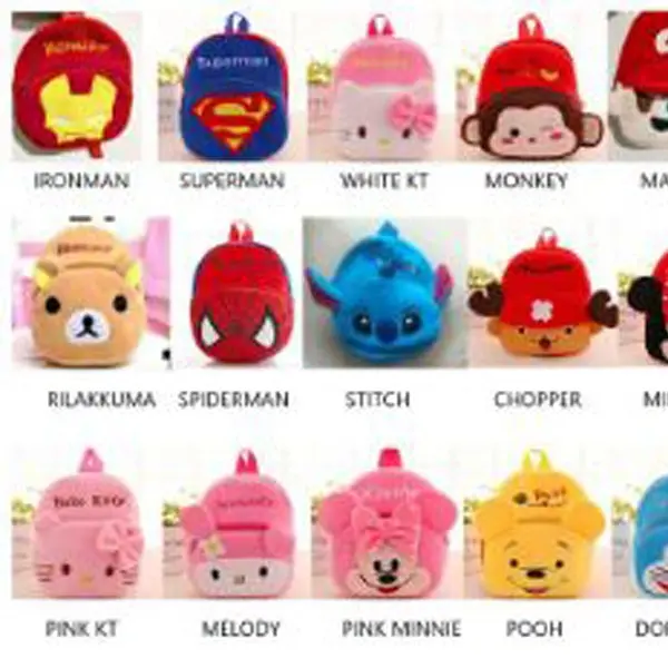Tas Ransel Anak Cewek Cowok Karakter Bag Backpack Mini Motif Kartun Tas Anak Beludru MircoFiber Unisex