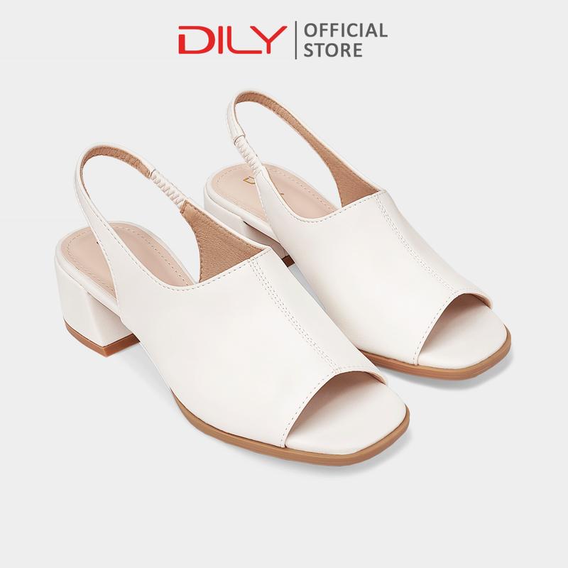 Giày sandal cao gót nữ DILY gót vuông quai ngang bản to ôm chân, xăng đan cao gót mũi vuông trendy cao 5cm AA0455