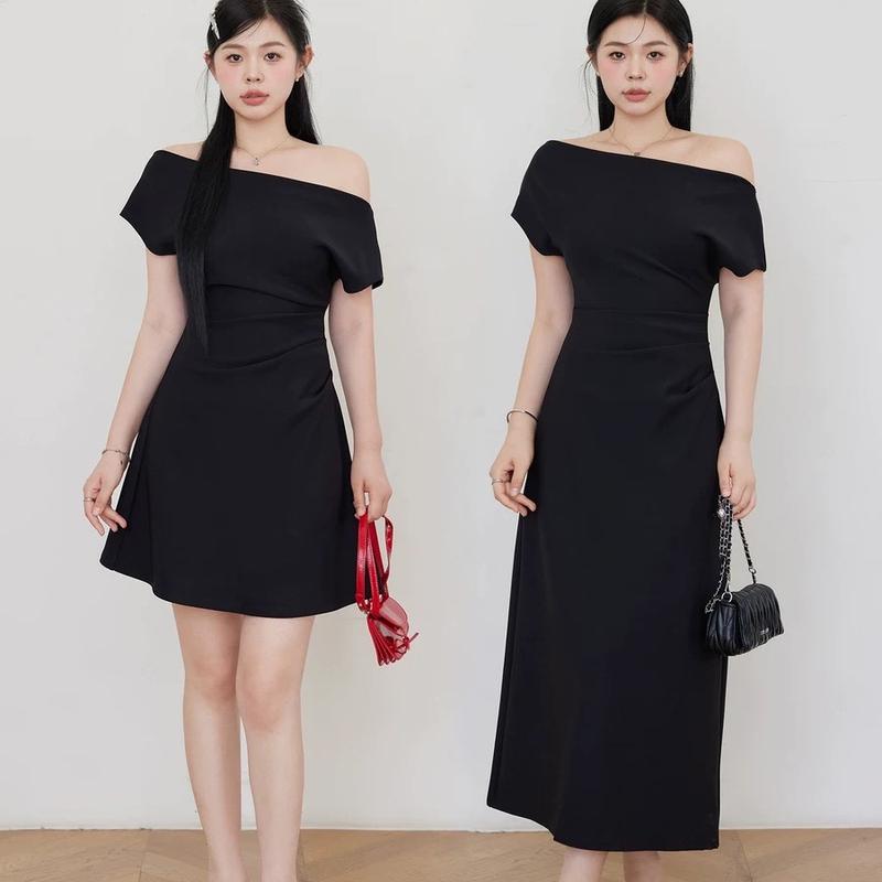 Đầm Bigsize Đi Tiệc Dáng Trễ Vai Thanh Lịch GọnBigsize Nữ Nhung - Thương Hiệu Quảng Châu - Women, Dress váy body