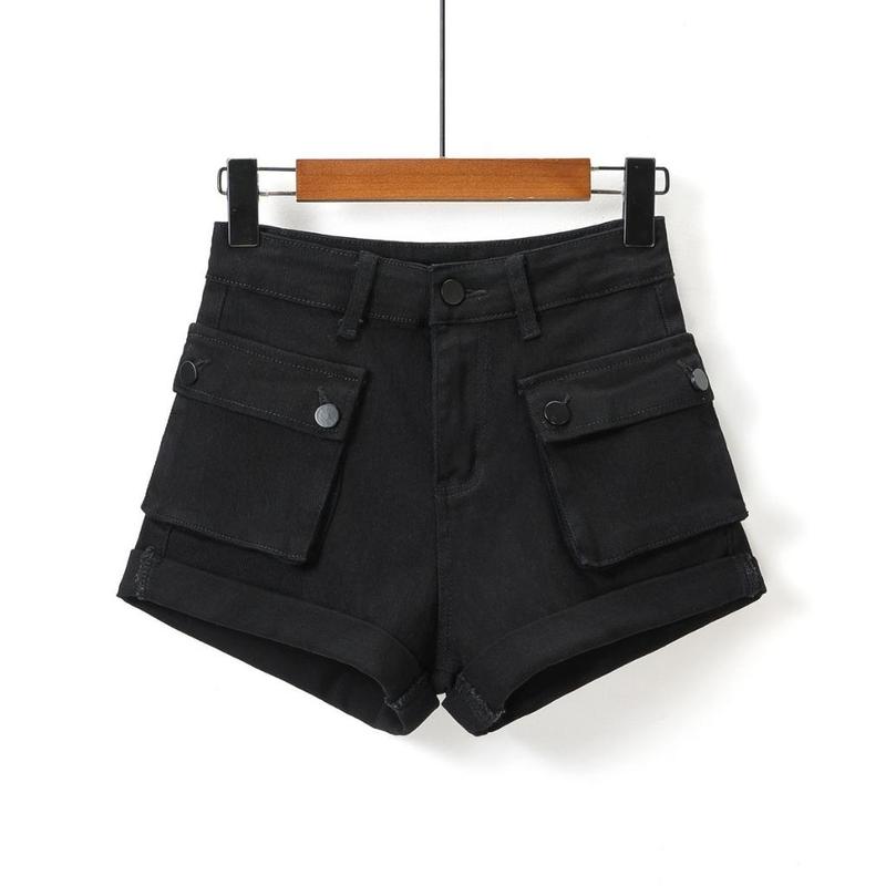 Quần sọt kaki nữ lưng cao phối túi hộp lật lai Xquin, Quần short đùi kaki có túi 2 bên phong cách Hàn Quốc 7