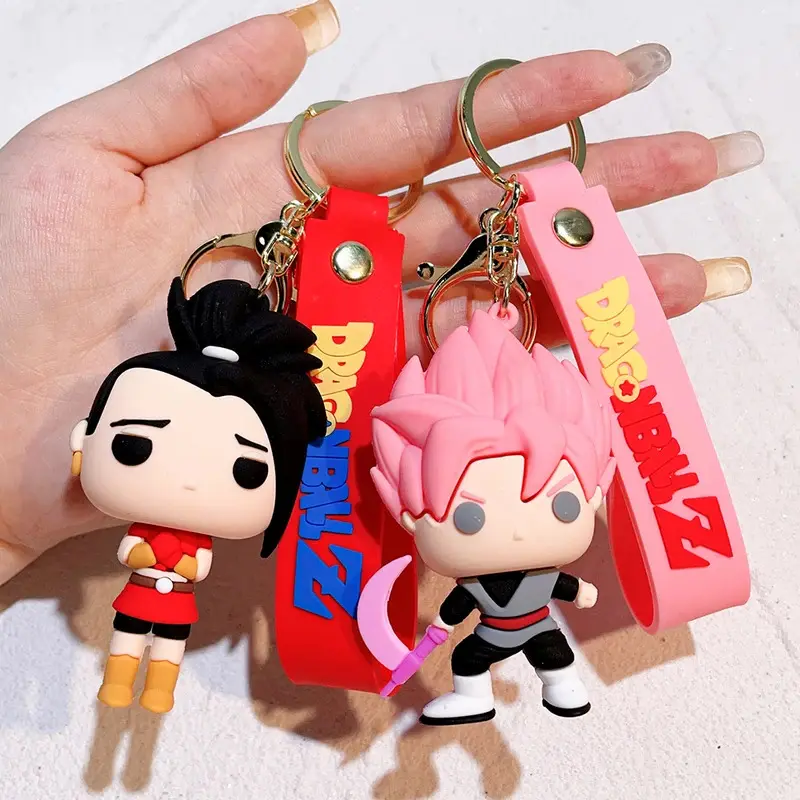Cartoon Anime Dragon Ball Figure Keychain Creative Cute Goku PVC Doll Toys Car Keychain Pendant Cute Bag Ornament Accessories