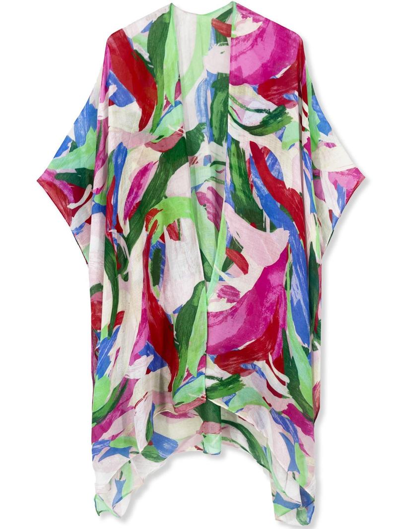 Product Introduction of Women's All Over Print Batwing Sleeve Kimono, Casual Open Front Split Side Kimono, Ladies Summer Swimwear for Beach Vacation Holiday, Summer Outfits 2024 7