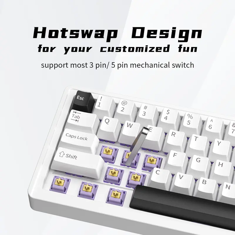 【GIAO HÀNG TRONG 3 NGÀY】 ZIFRIEND & FURYCUBE E68 68 phím Miếng đệm Bàn phím chơi game không dây Có dây / Bluetooth / 2.4G 3 chế độ Bàn phím cơ Bộ giảm thanh năm lớp tùy chỉnh PBT Keycaps RGB 3 / 5 Pin Có thể hoán đổi nóng 65% Bố cục Bàn phím nhôm 5