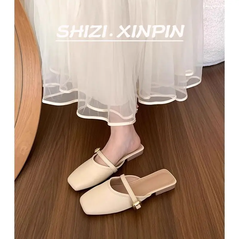 Dép Lê Thanh Lịch, Phong Cách Pháp, Dành Cho Nữ, Thiết Kế Cổ Điển Mới, Bộ Sưu Tập Mùa Lò Xo Và Mùa Hè, Mũ Ngón Chân, Dễ Phối Đồ, Dép Mary Ngoài Trời, 2024 1