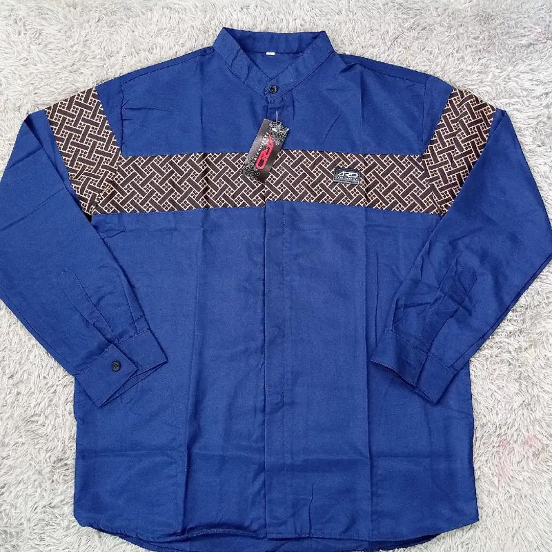 Baju Koko Lengan Panjang Pria Dewasa Motif Batik Qynang kobata Kobata Katun Matt 7