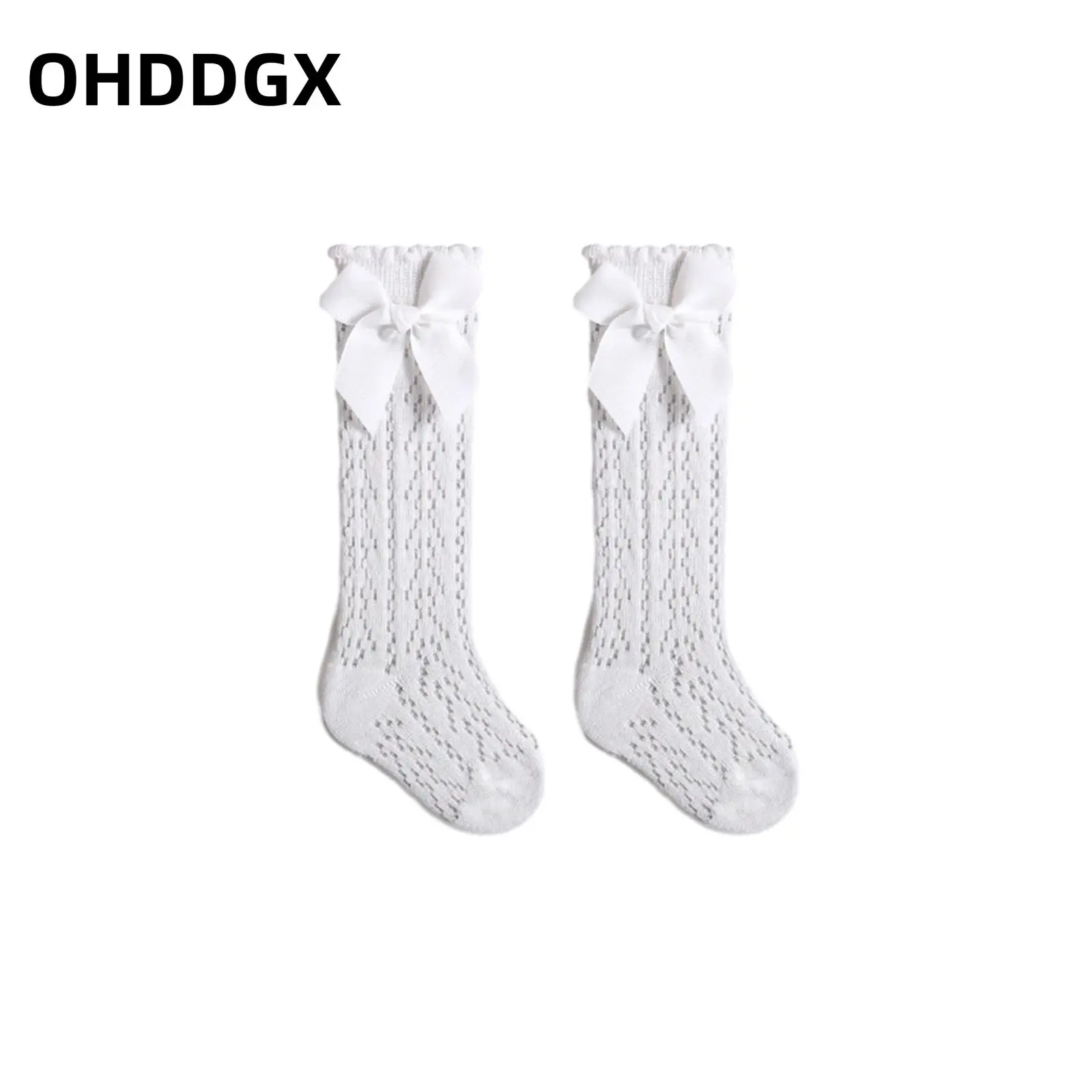 Infant Baby Girls Long Stockings Princess Solid Color Bowknot Socks