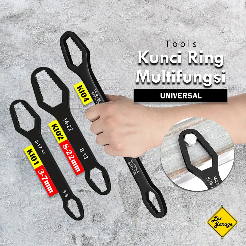 Kunci Ring Pas Set Universal Double Head Wrench Adjustable 0
